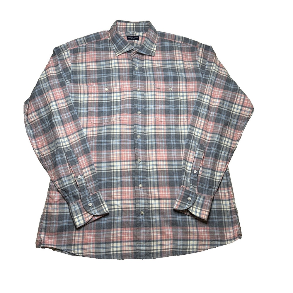 Proper Cloth Mens 17.25 Plaid Cotton Flannel Button Down Shirt Preppy Casual
